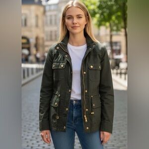 J. Crew Olive Green Utility Jacket with Gold-Tone Details XXS